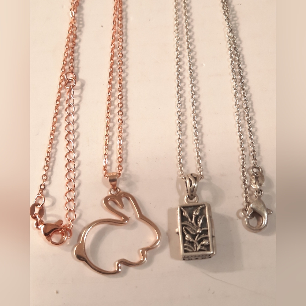 Elegant Rose Gold Over 925 Silver and Silver  925 Rabbit Pendant And Locket Pend